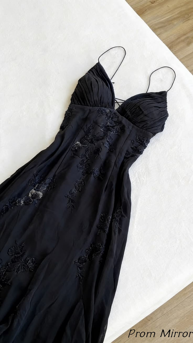 Classic Floral Appliques Mermaid Chiffon Long Prom Dress with Slit