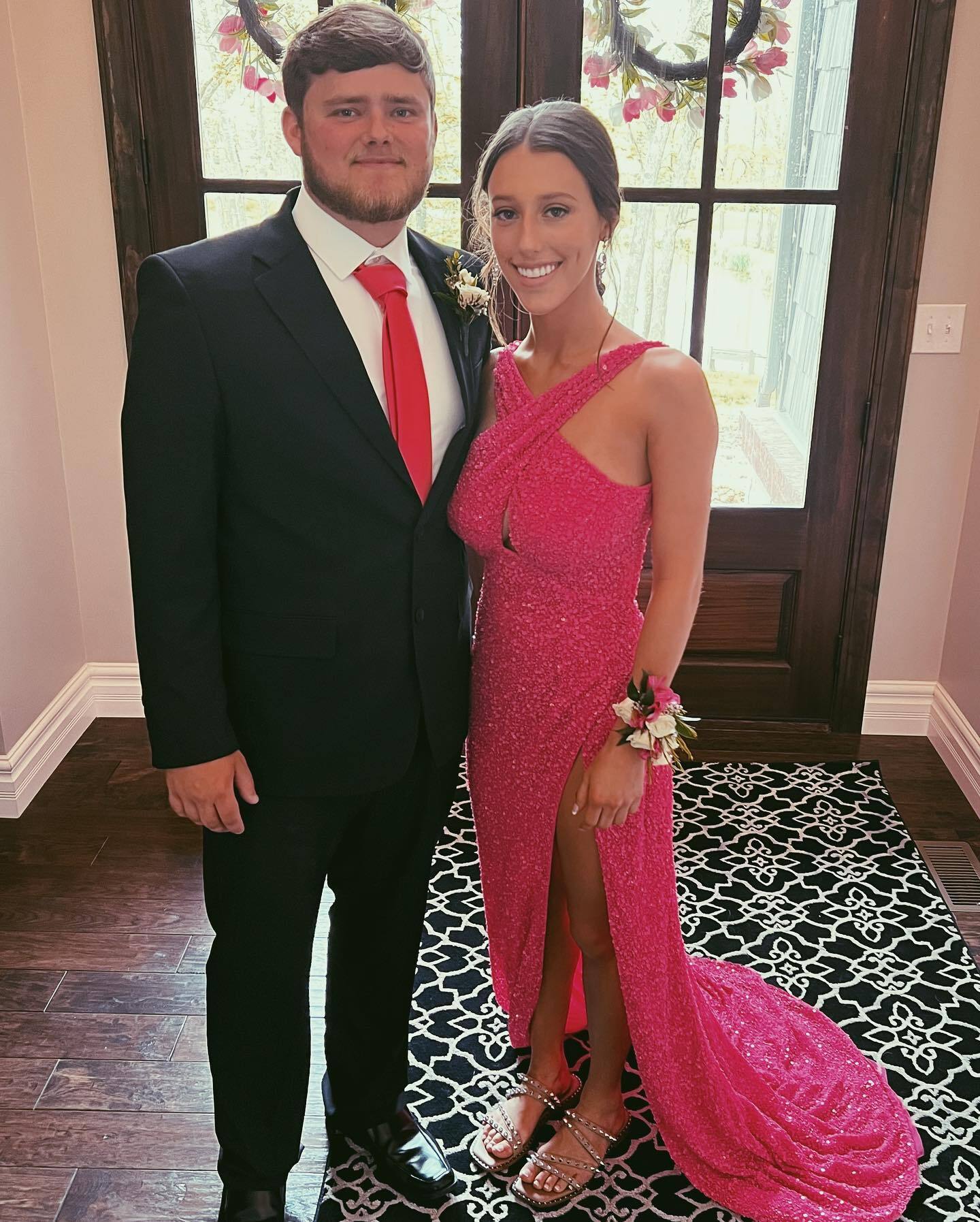 Cross Front Sequin Mermaid Long Formal Dress with Open Back