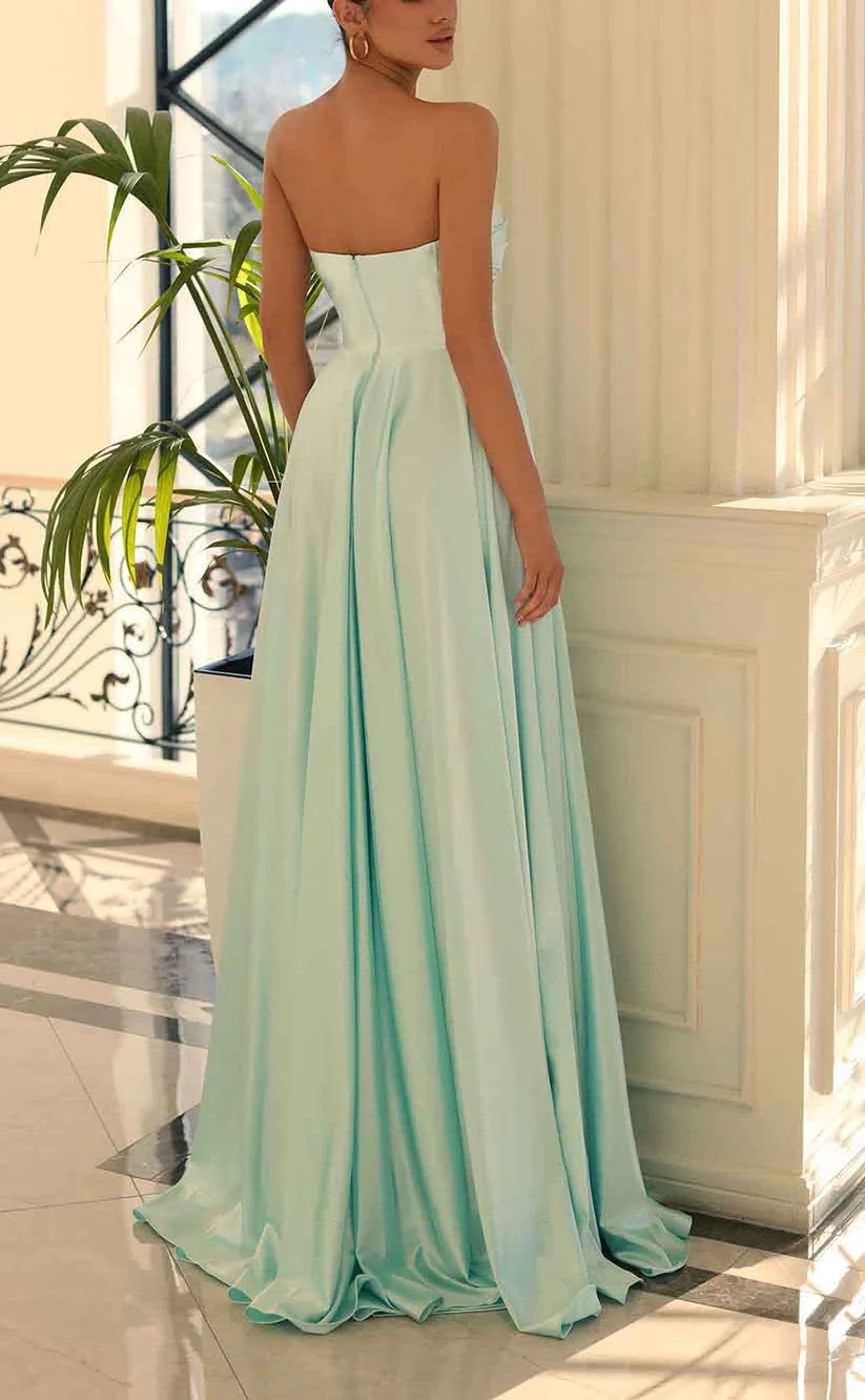 Custom Made Sleeveless Long Prom Dresses, Side Slit Purple Prom Dresses