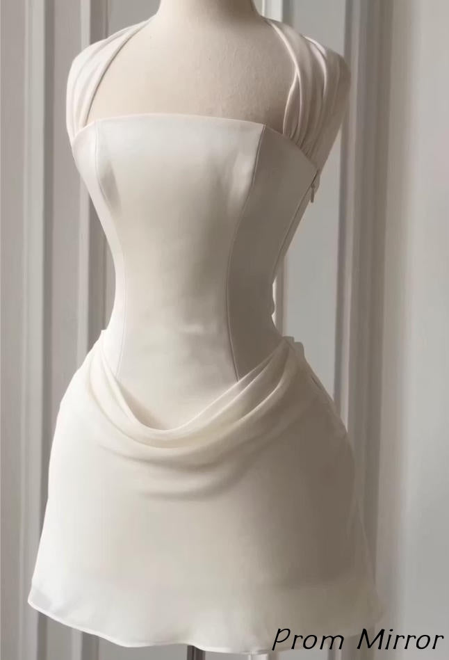 Cute Yellow Halter Chiffon Bodycon Homecoming Dresses