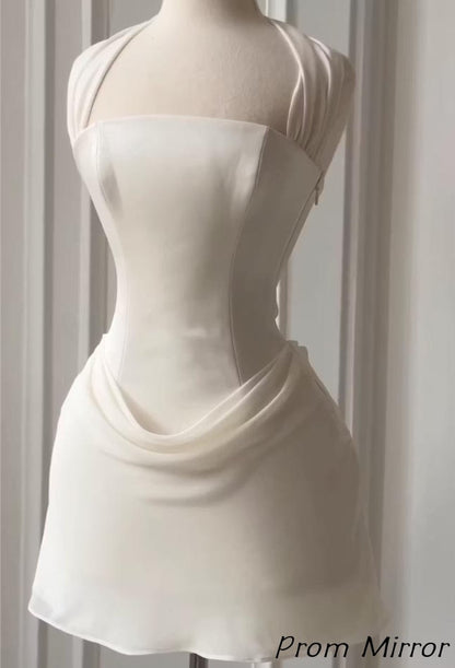 Cute Yellow Halter Chiffon Bodycon Homecoming Dresses
