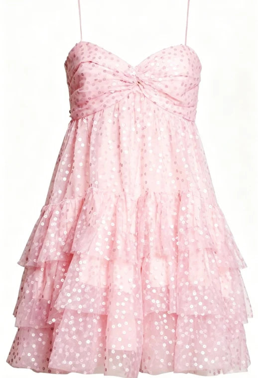Cute A Line Spaghetti Straps Pink Sequin Short Formal Homecoming Dresses Party Graduation Dress Hoco Dresses