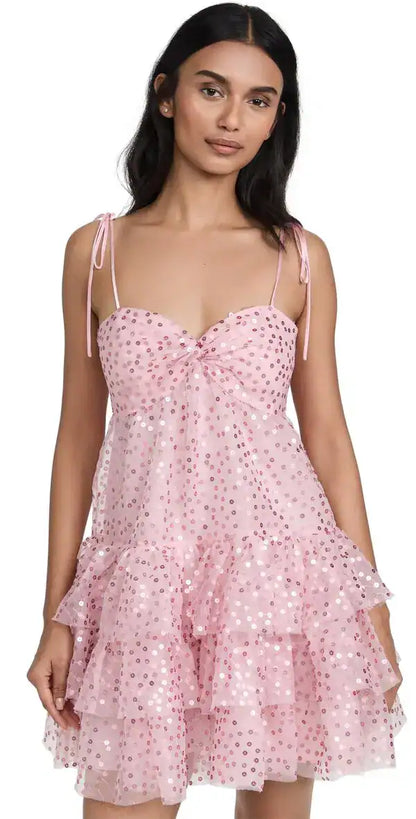 Cute A Line Spaghetti Straps Pink Sequin Short Formal Homecoming Dresses Party Graduation Dress Hoco Dresses