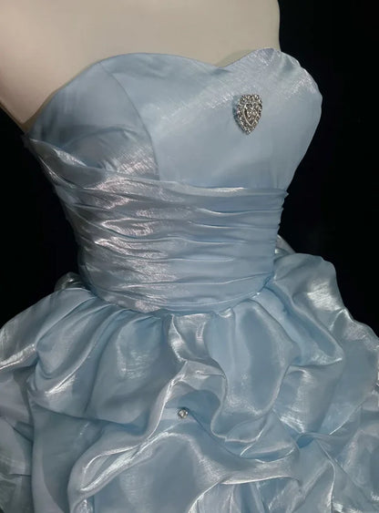 Cute Ball Gown Sweetheart Light Sky Blue Mini Short Formal Homecoming Dresses Party Short Prom Dress Hoco Dresses