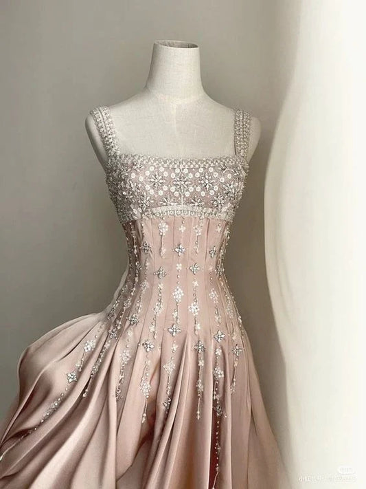 Sparkly A Line Square Neck Silver Beads Sequin Short Formal Homecoming Dresses Party Graduation Dress Hoco Dresses