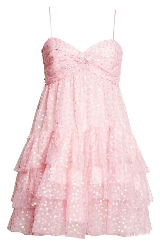 Cute A Line Spaghetti Straps Pink Sequin Short Formal Homecoming Dresses Party Graduation Dress Hoco Dresses