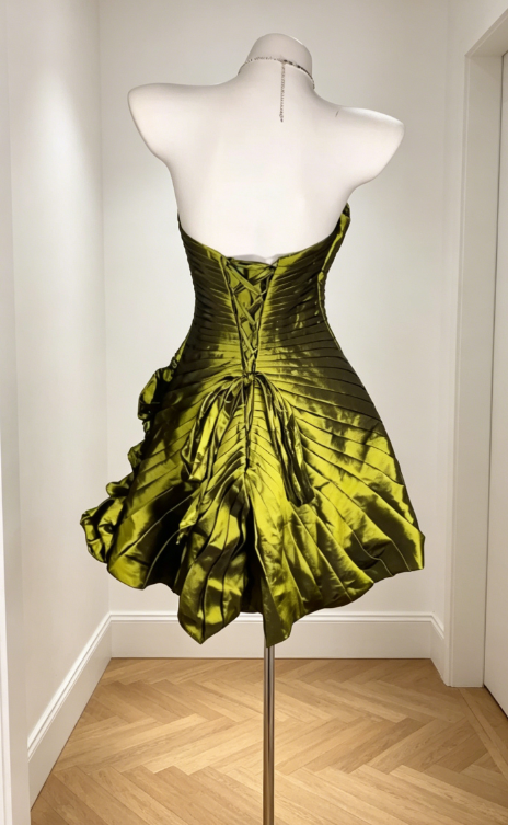 Chic Green Homecoming Dress One-shoulder Satin Birthday Dress Sheath Sleeveless Short Party Dress