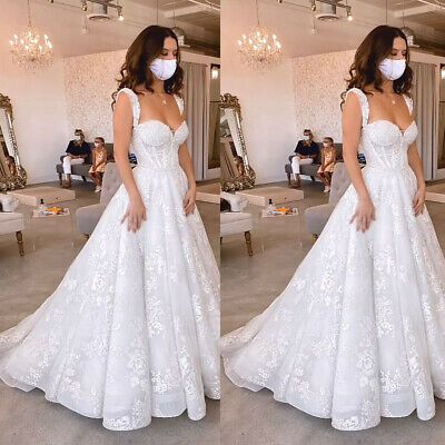 Elegant White Lace A-Line Wedding Dresses Sweetheart Bridal Gown