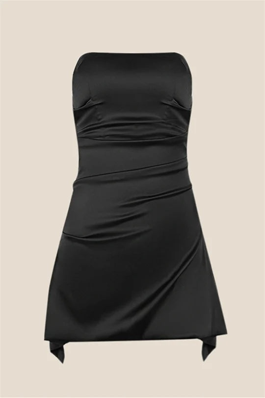 Cheap Strapless Homecoming Dresses Satin Mini School Event Dress