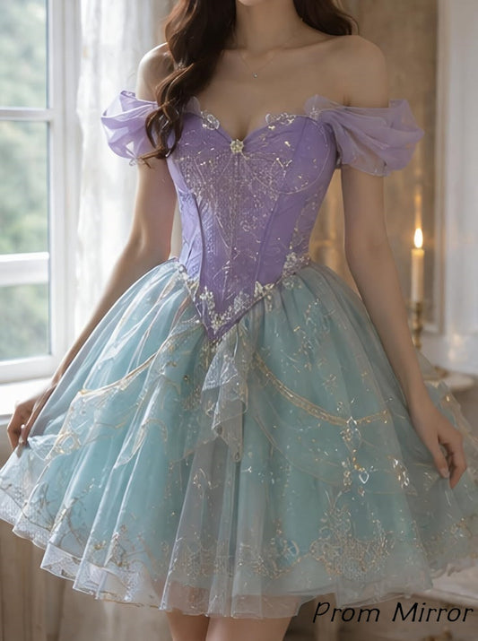 Fairy Off The Shoulder A-Line Homecoming Dresses Short Party Dress