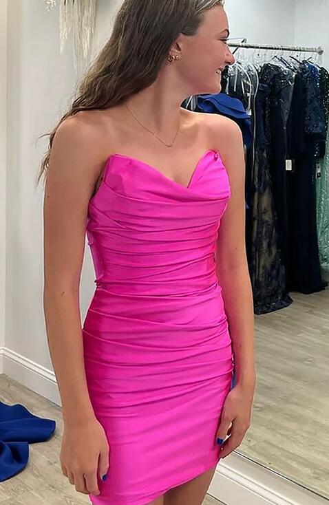 Fuchsia Sleeveless Tight Homecoming Dresses