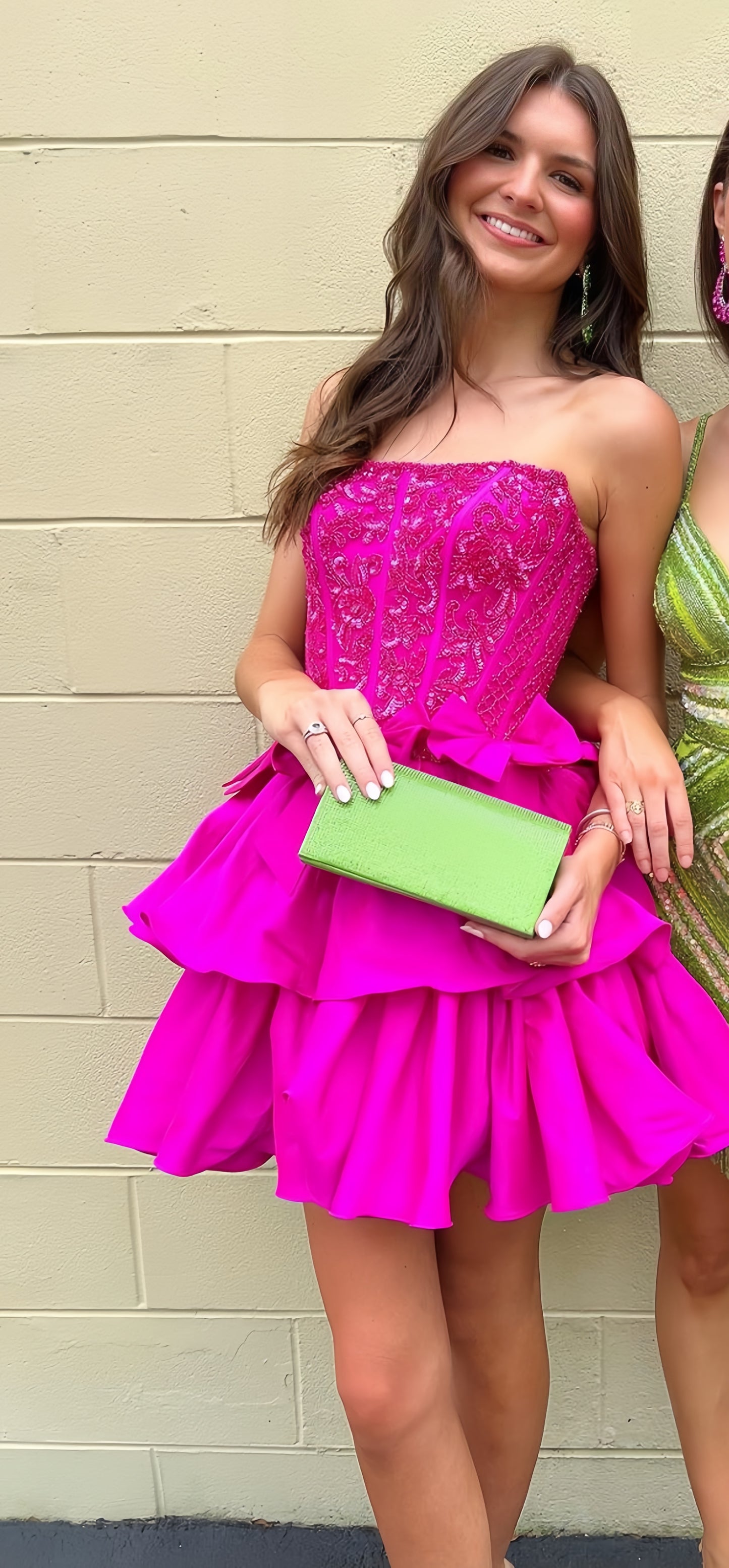 Fuchsia Strapless A-Line Homecoming Dress