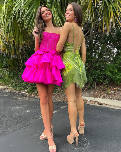 Fuchsia Strapless A-Line Homecoming Dress