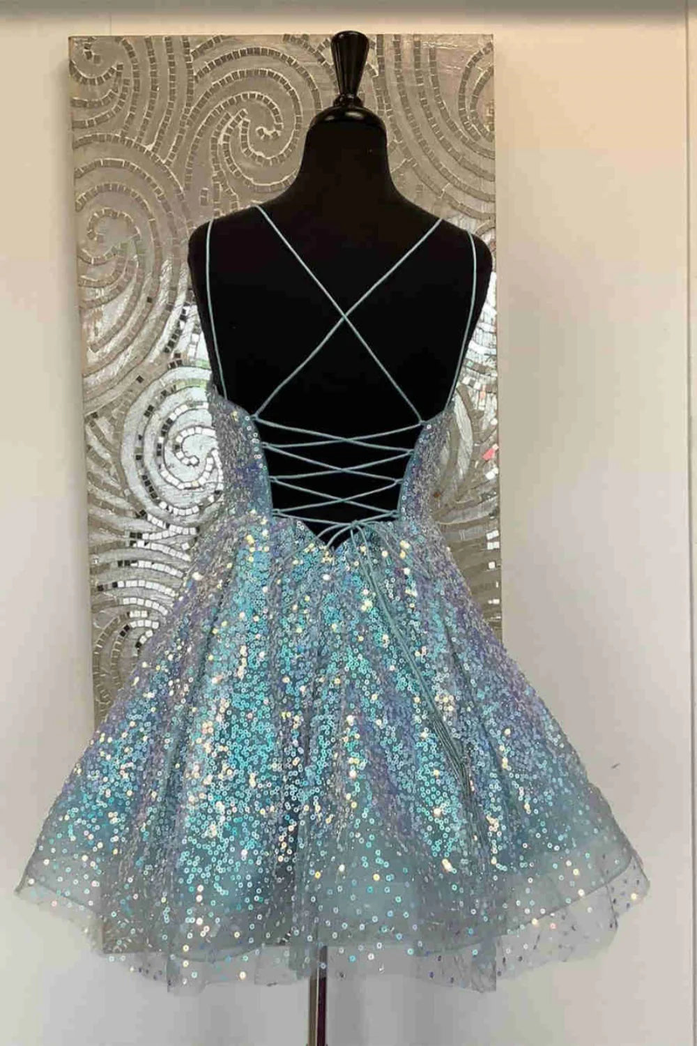 Glitter Sequined A-Line Homecoming Dress Short Party Dress