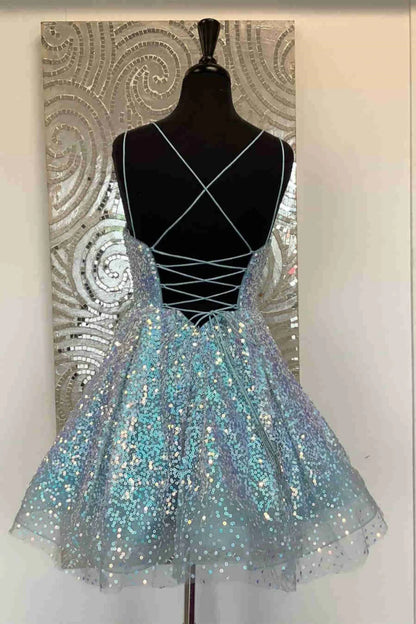 Glitter Sequined A-Line Homecoming Dress Short Party Dress