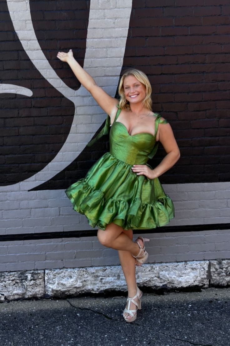 Green Sweetheart A-Line Homecoming Dresses