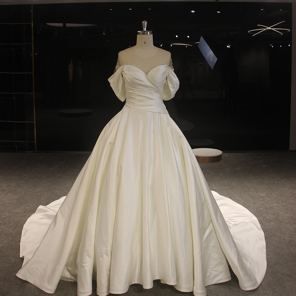 Lace Ivory Vintage Off Shoulder Skirt A-line Wedding Dresses PW214