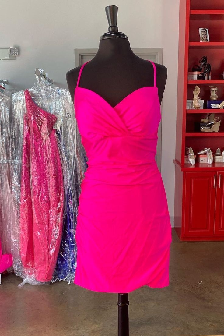 Hot Pink Bodycon Homecoming Dresses