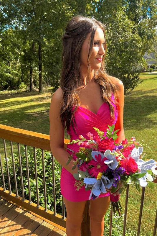 Hot Pink Bodycon Homecoming Dresses