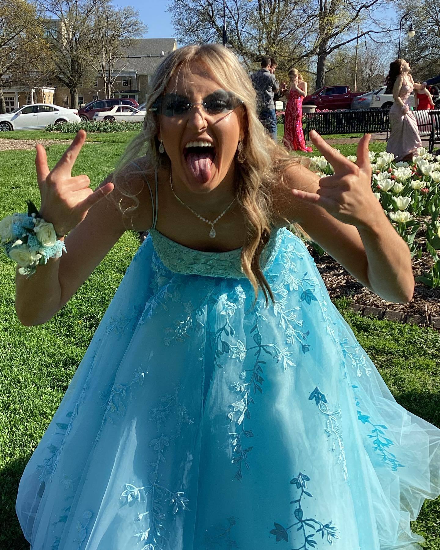 Lavender Lace Appliques A-line Long Prom Dress