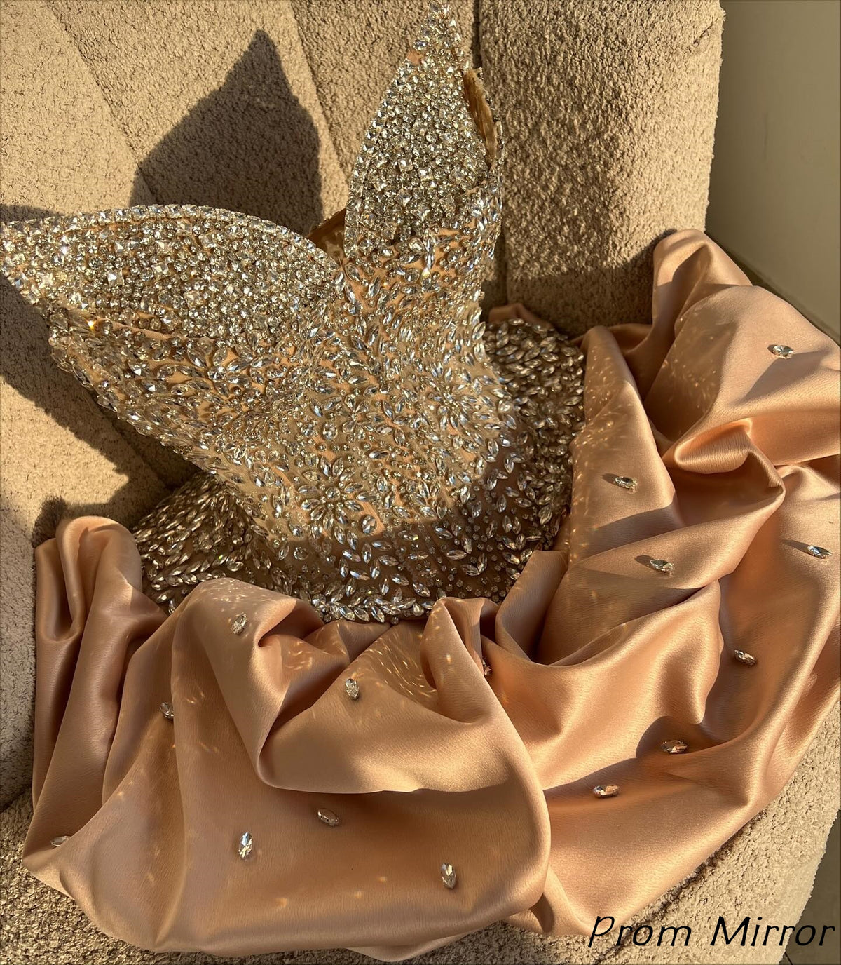 Luxury Strapless Champagne Beaded Mini Homecoming Dresses