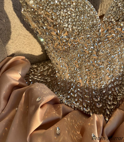 Luxury Strapless Champagne Beaded Mini Homecoming Dresses