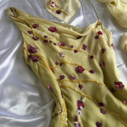 Mermaid Floral Chiffon Evening Prom Dresses