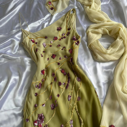 Mermaid Floral Chiffon Evening Prom Dresses