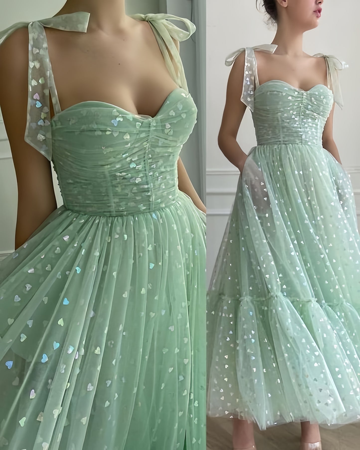 Mint Green Homecoming Dresses,Tulle Party Dress Short Prom Dress