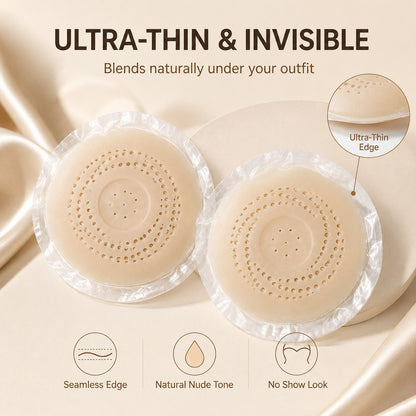 Breathable, invisible silicone nipple covers for women