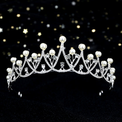 Girls Beaded Pearl Wedding Party Queen Crown