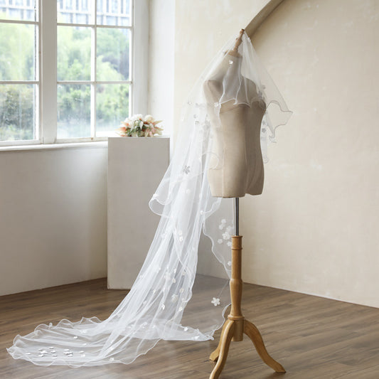 Classy Flowers Tulle 3 Meters Wedding Veil