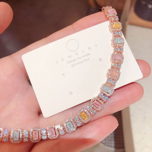Women's "Summer Dopamine" Colorful Teardrop Full-Stone Bracelet