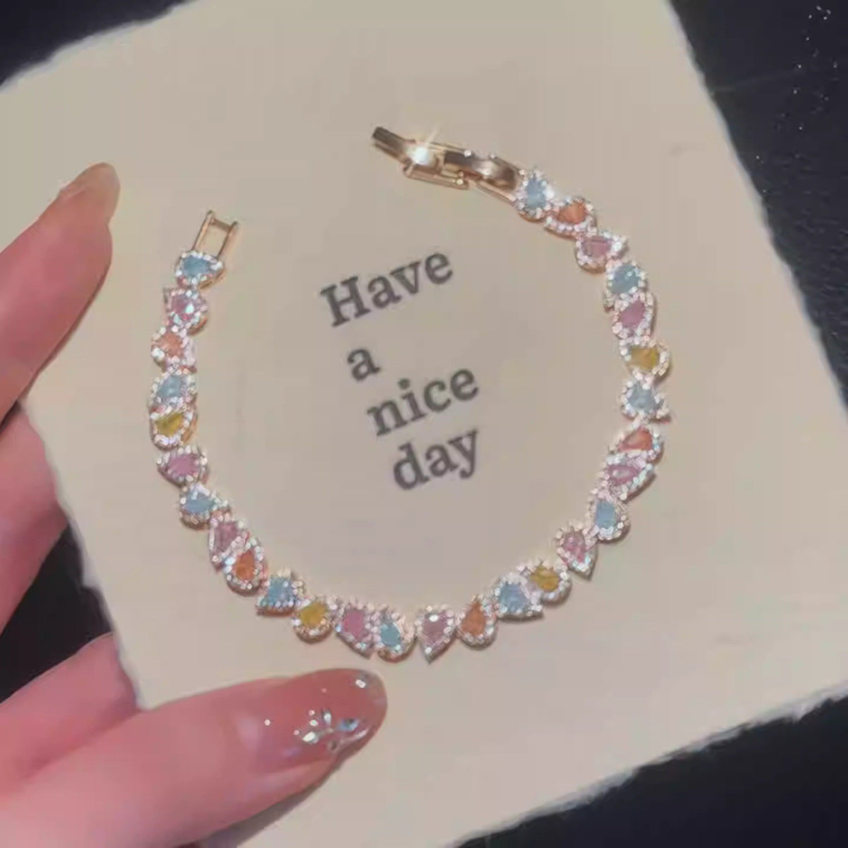 Women's "Summer Dopamine" Colorful Teardrop Full-Stone Bracelet