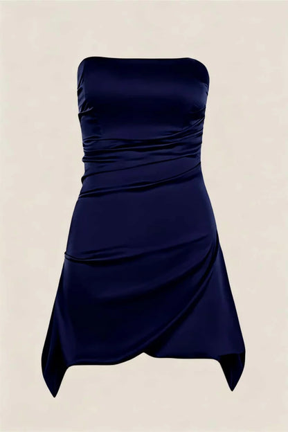 Cheap Strapless Homecoming Dresses Satin Mini School Event Dress