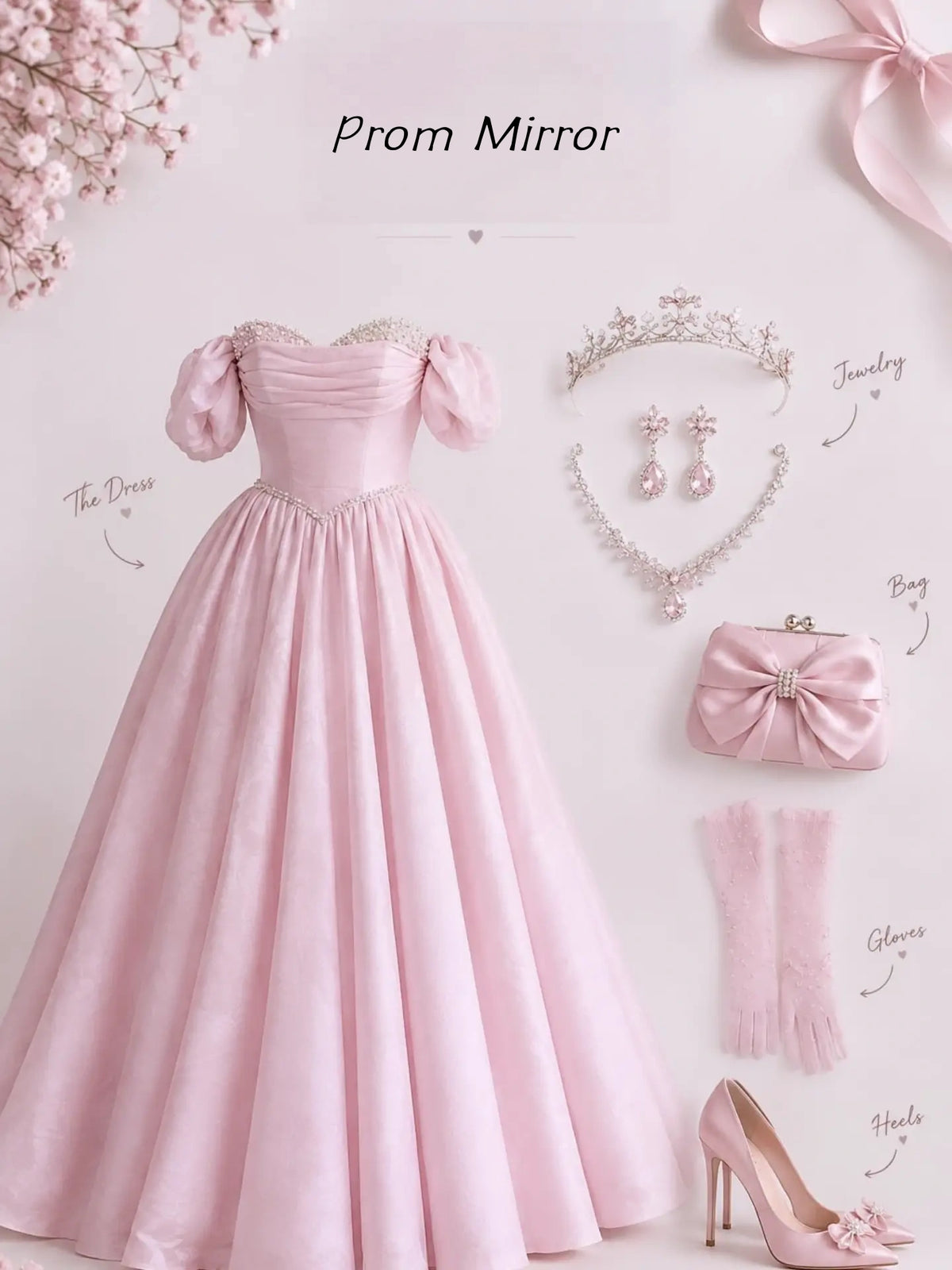 Off The Shoulder Pink Sweetheart Beaded A-Line Long Formal Prom Dresses