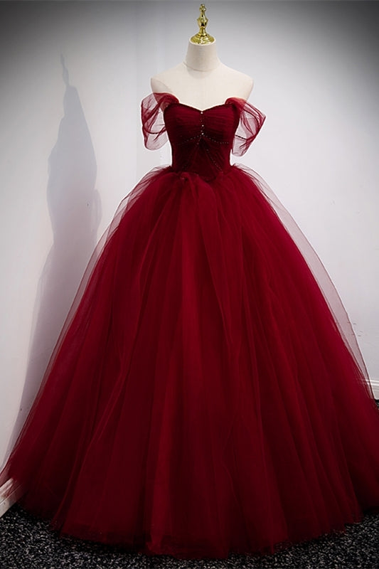 Peach Ball Gown with Off the Shoulder Top