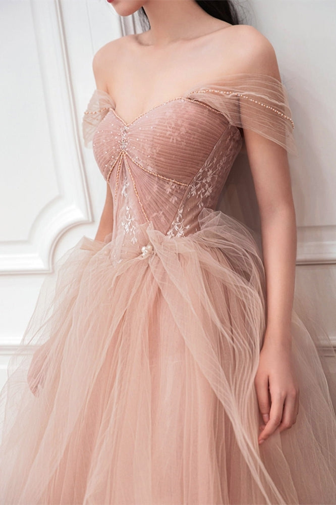 Peach Ball Gown with Off the Shoulder Top