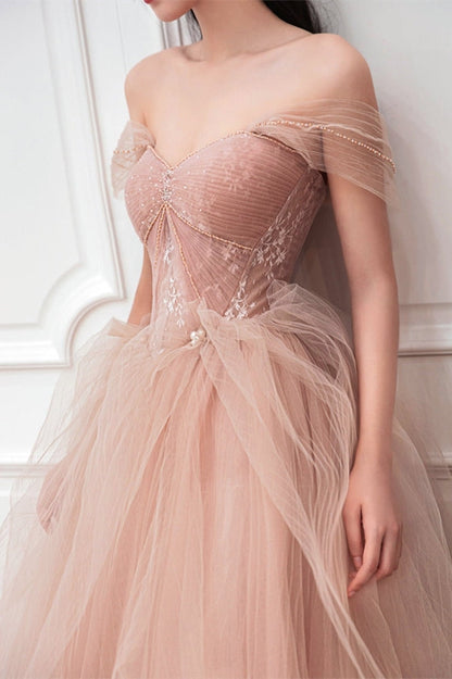 Peach Ball Gown with Off the Shoulder Top
