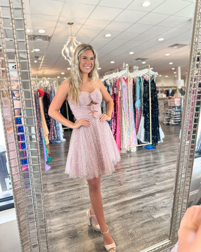 Pink Homecoming Dresses, Sleeveless Prom Dresses, A-Line Hoco Dress