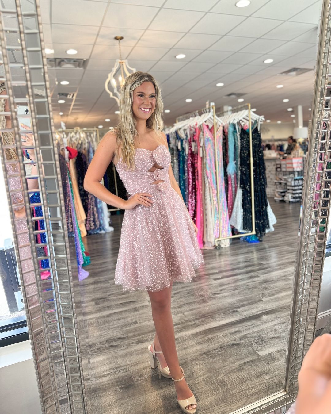 Pink Homecoming Dresses, Sleeveless Prom Dresses, A-Line Hoco Dress