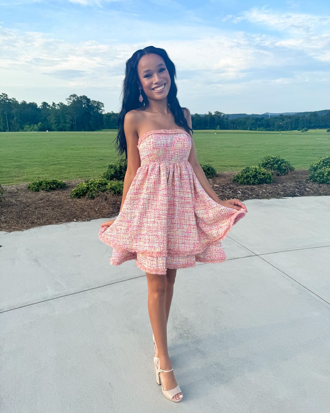 Pink Strapless Polyester Homecoming Dresses