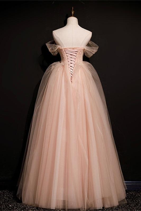 Peach Ball Gown with Off the Shoulder Top