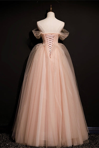 Peach Ball Gown with Off the Shoulder Top