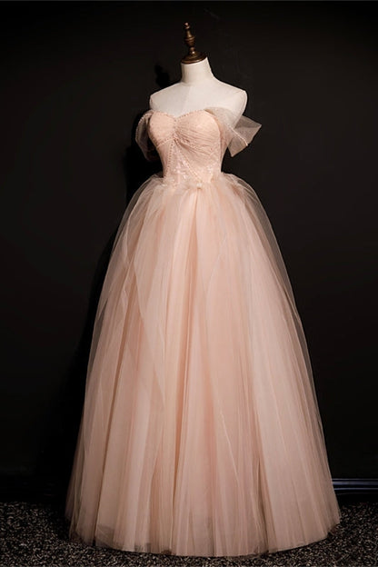 Peach Ball Gown with Off the Shoulder Top