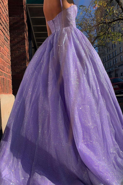 Princess Lilac Straps A-line Long Prom Dress