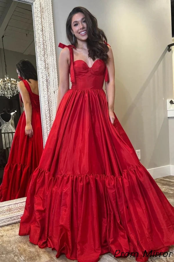 Prom Mirror Custom Made A-Line Satin Cheap Prom Dresses