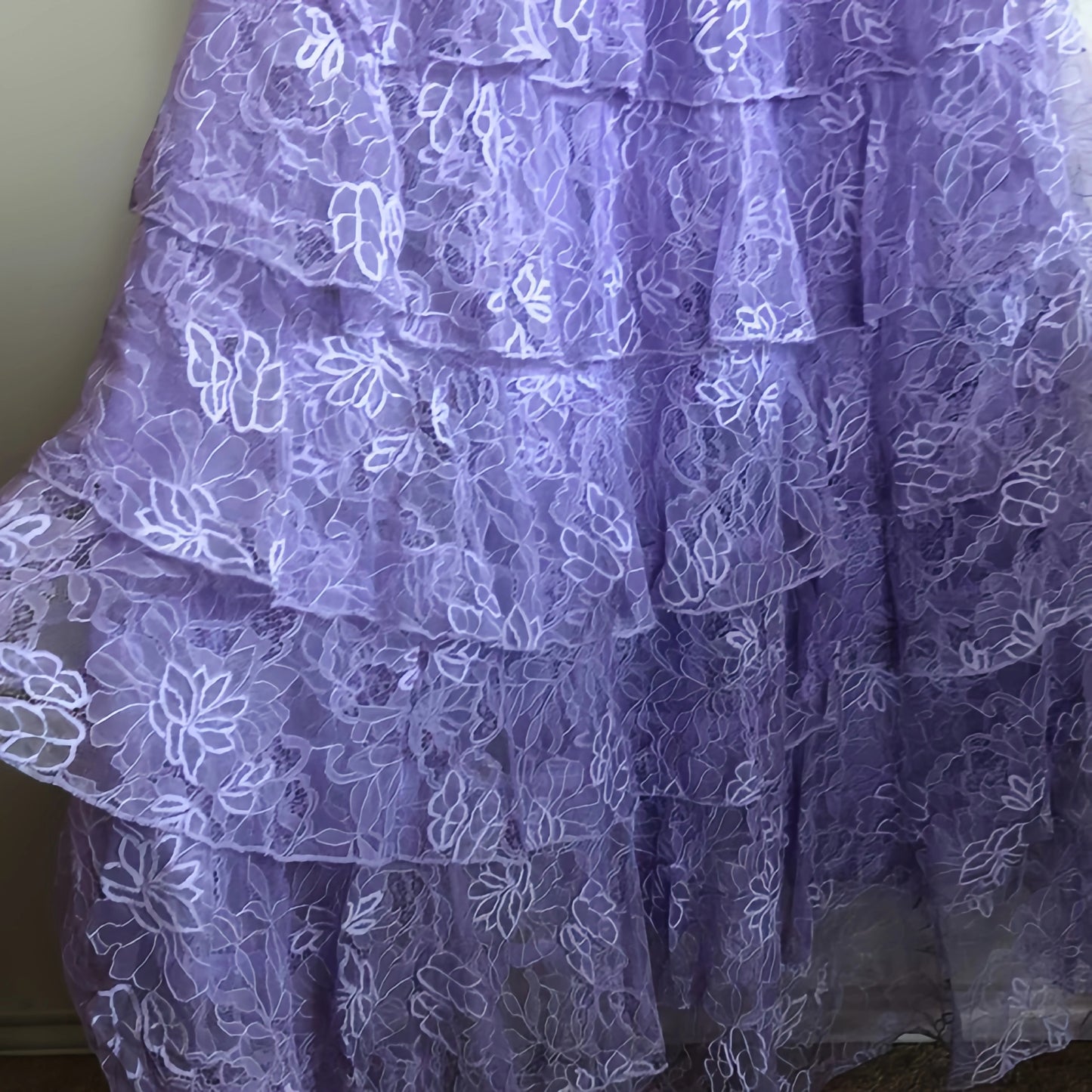 Lavender Lace Evening Dresses, Ruffle Party Dresses, Long Prom Dresses For Teen