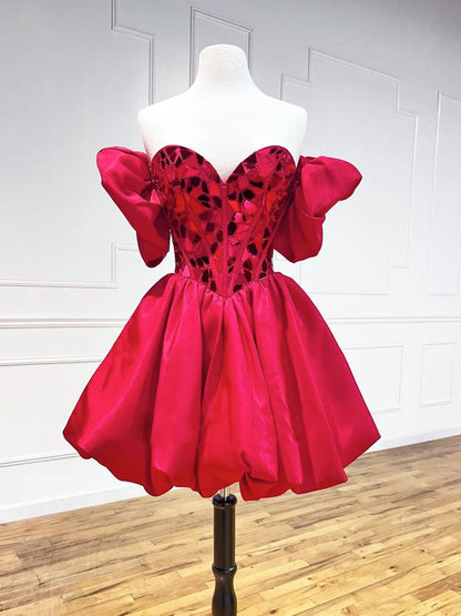 Red Homecoming Dresses, Sweetheart Graduation Dress, Short Formal Gown