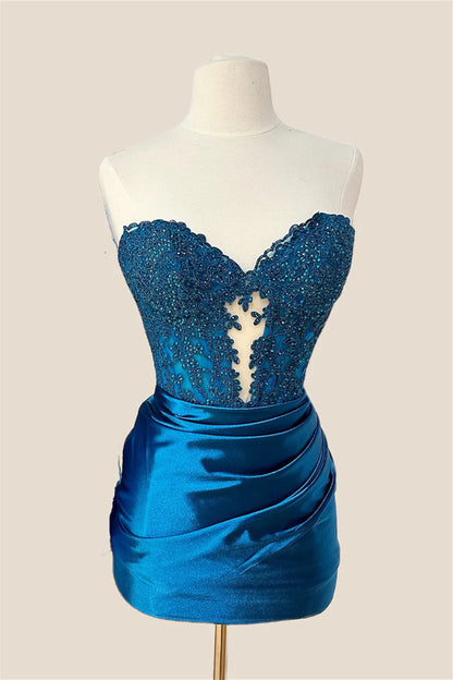 Sexy Royal Blue Applique Homecoming Dress Tight Short Dress